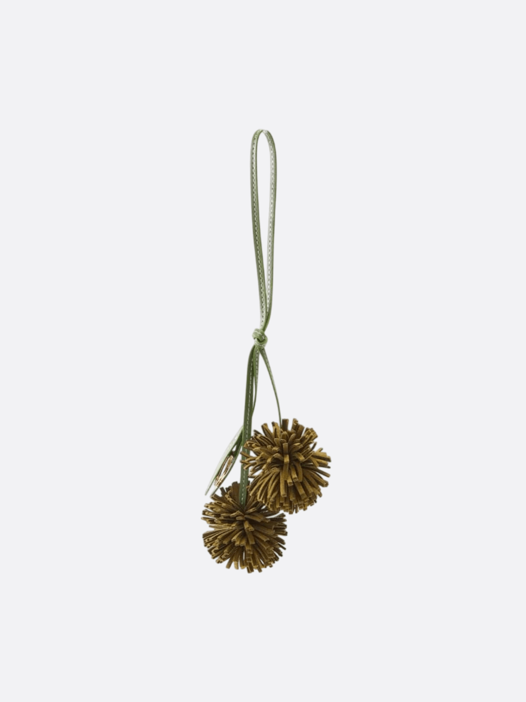 Bijou de sac pompon cuir vert foncé