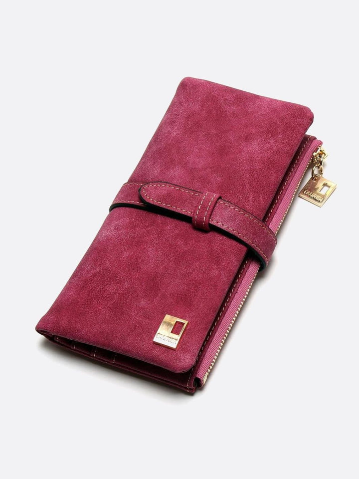 portefeuille nubuck rouge