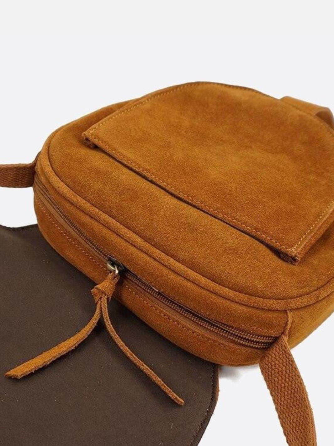Camel suede shoulder bag