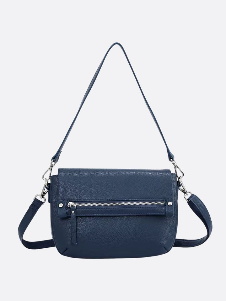 sac bandoulière rectangulaire cuir bleu marine