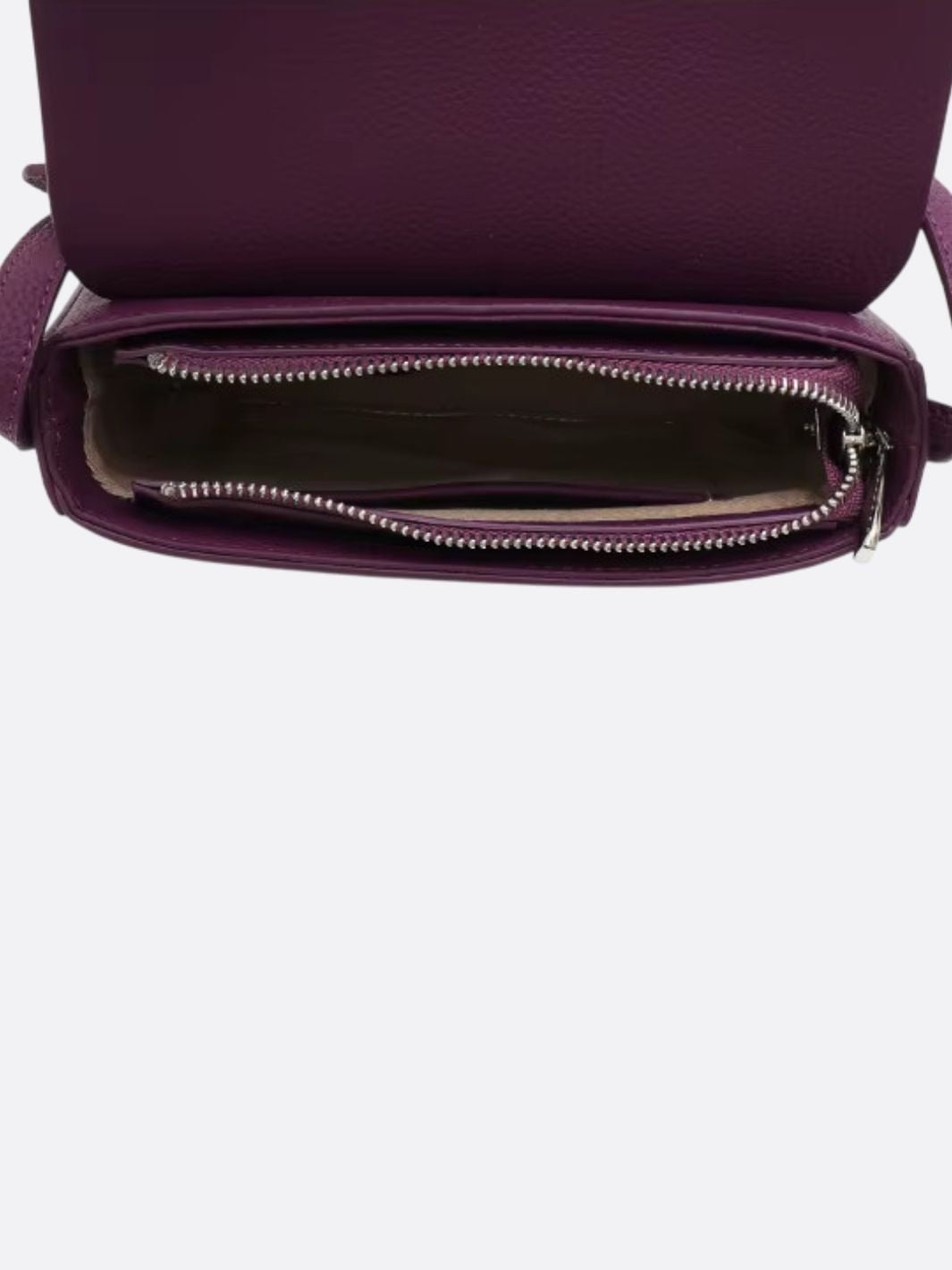 Grained leather bag with shoulder strap