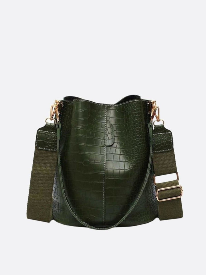 Sac seau croco vert foncé