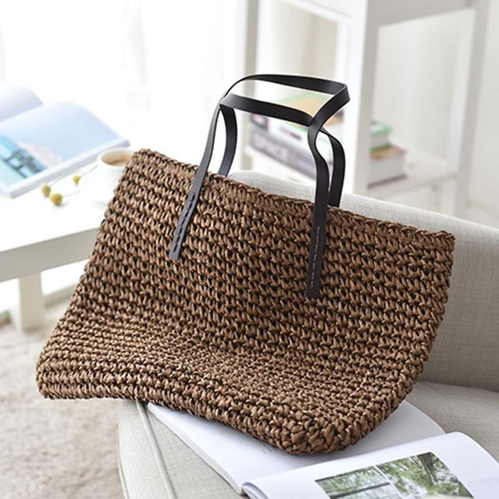 grand sac cabas paille marron